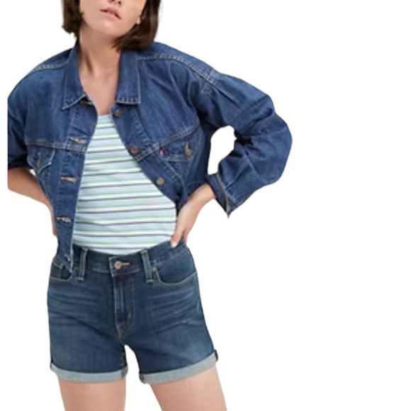 Levi’s Distressed Mid Length Denim Jean Short 27 NWT - Picture 2 of 9